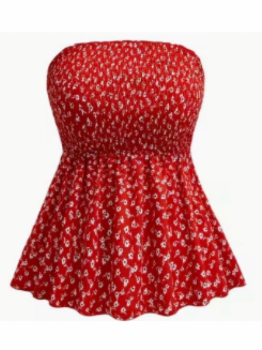 NEW❤️Strapless Red Floral Summer Top